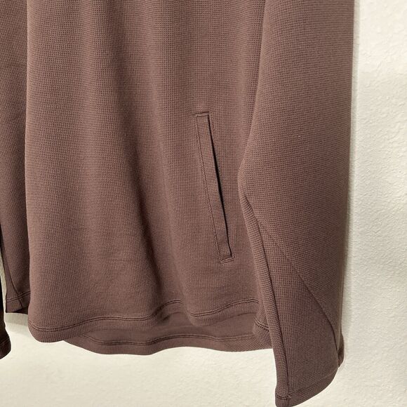 Heavy Waffle HOODED Sweatshirt All in Motion 2 pocket BROWN Thumbholes Sz Small - Picture 6 of 13